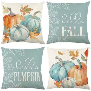 Осенняя синяя тыква наволочка льняной принт наволочка для домашнего декора наволочка для спальни 45*45cmJYM464-1