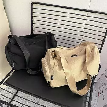 Осенняя сумка из нейлоновой ткани, большая, простая, повседневная, большой емкости, 2024, новая, легкая, однотонная, сумка-мессенджер через плечо, сумка-тоут хаки