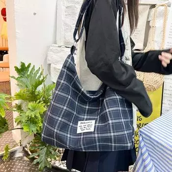 Осенняя сумка Simple Vitality Girl Style, большая вместимость, наплечный узор в клетку, универсальная повседневная женская сумка красный