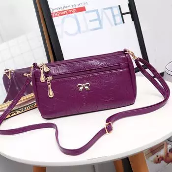 Осенняя сумка: Винтажная одноплечевая сумка из мягкой кожи, многослойная сумка-кроссбоди большой вместимости для женщин фиолетовый