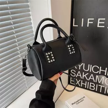 Осенняя сумка женская 2024 новая модная цилиндрическая сумка через плечо тренд простая модная портативная сумка-мессенджер большой емкости розовый