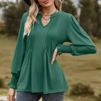 Осенняя свободная футболка женская корейская рубашка с v-образным вырезом и длинным рукавом женская повседневная рубашка офисная женская футболка элегантный топ с длинными рукавами 28655 S орион