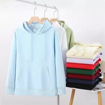 Осенняя свободная толстовка с капюшоном и сумкой-кенгуру для мужчин и женщин, модная футболка с длинными рукавами, для пар, модная, удобная, повседневная, для активного отдыха S белый