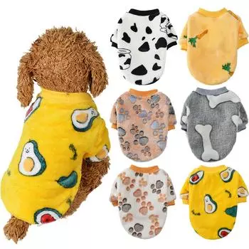 Осенняя теплая флисовая одежда для собак, мультяшная куртка для домашних животных, костюм щенка, жилет Тедди, французский бульдог, чихуахуа для маленьких собак, кошек, рубашка, пальто, одежда S