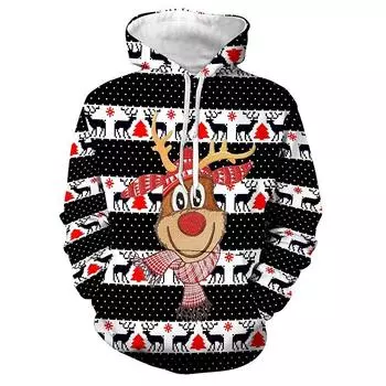 Осенняя толстовка для мужчин с рождественским принтом Харадзюку, модная уличная одежда с длинными рукавами, мужская толстовка большого размера, повседневные топы S