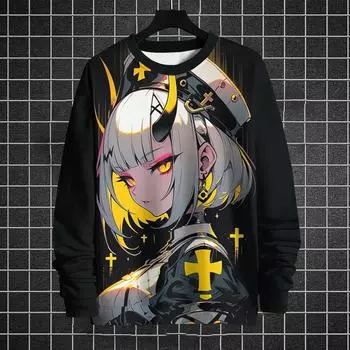 Осенняя толстовка для мужчин, толстовки, пуловер с 3D-принтом, аниме, футболка с длинными рукавами, топы, уличный хип-хоп, свободные женские и мужские вещи S