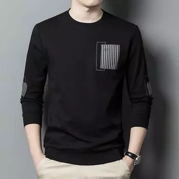 Осенняя толстовка мужская молодежная мода красивая принтованная нижняя часть с длинными рукавами и круглым вырезом футболка мужская одежда M