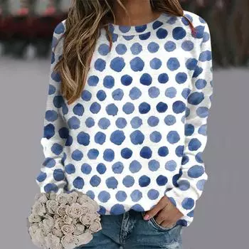 Осенняя толстовка с капюшоном, европейская и американская ретро-серия, цифровая 3D-печать, женская уличная спортивная футболка с длинными рукавами, топ S