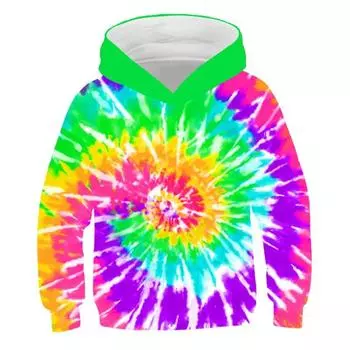 Осенняя толстовка с капюшоном, красочные толстовки с принтом тай-дай, толстовка для мальчиков, принт, длинный рукав, модная верхняя одежда для детей, одежда для девочек 100CM