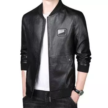 Осенняя тонкая кожаная мужская куртка из искусственной кожи, молодежная повседневная кожаная куртка