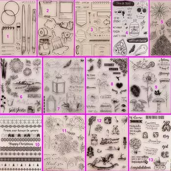 Осенняя тыква Прозрачный силиконовый штамп DIY Скрапбукинг Альбом Бумага Карточка Цветок Гриб Лист Дама Виноградная лоза Хэллоуин No.1-Draw Pen