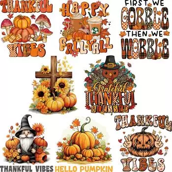 Осенняя тыква Термонаклейка Нашивки A-Level Моющиеся толстовки своими руками Топы Термопресс Виниловые нашивки для одежды Значки Популярные