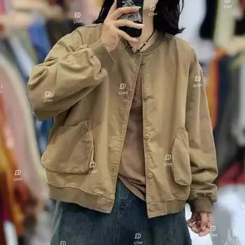 Осенняя универсальная мода утолщенная песочная бейсбольная форма Гэри свободный темперамент простой стиль женская одежда average size чёрный