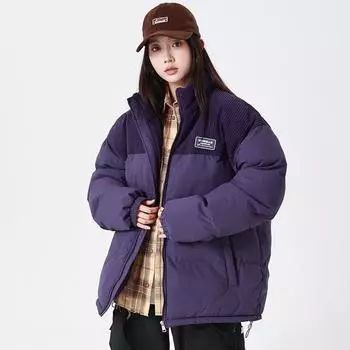 Осенняя вельветовая хлопковая одежда, куртка для пары, модная брендовая женская маленькая свободная теплая одежда из хлопка S белый