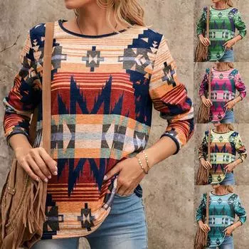 Осенняя верхняя женская одежда Весна Плюс Размер Женская ретро футболка с длинным рукавом для женщин S зелёный