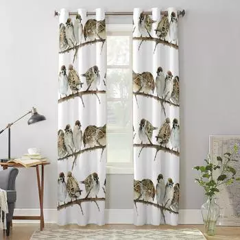 Осенняя ветка Воробей акварель роскошная оконная занавеска для гостиной спальни домашний декор кухня оконные шторы 135W x 60H(cm) x1