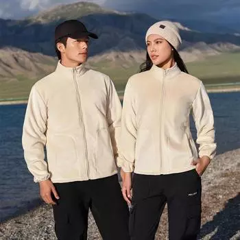 Осенняя ветровка из композитного флиса с мехом серебристой лисицы для мужчин и женщин, модная куртка для пар, сверхмягкая внутренняя подкладка, повседневное тепло для отдыха на открытом воздухе M коричневый