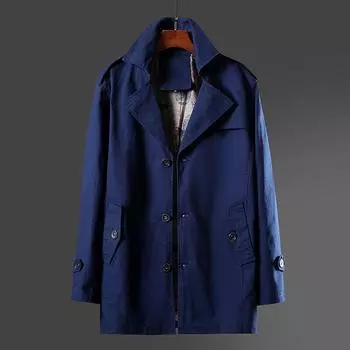 Осенняя ветровка мужская однотонная осенне-зимняя куртка средней длины XXL