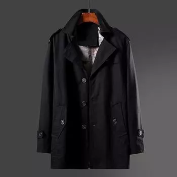 Осенняя ветровка мужская однотонная осенне-зимняя куртка средней длины M