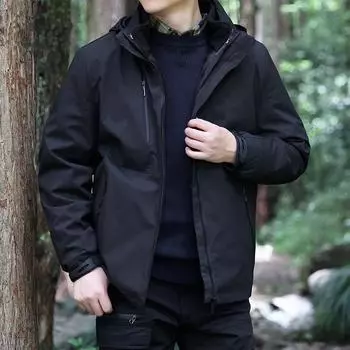 Осенняя ветровка, мужская верхняя одежда с капюшоном, пальто, мужская свободная повседневная куртка на молнии со съемным капюшоном, модная одежда для альпинизма XL хаки