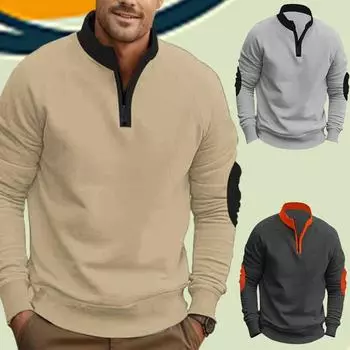 Осенняя винтажная теплая флисовая толстовка с капюшоном для мужчин, зимняя мода, свободная толстовка с воротником-стойкой на молнии, мужские повседневные толстовки S тёмно-синий