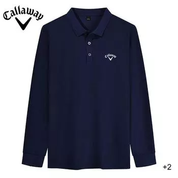 Осенняя вышитая рубашка поло Callaway New для мужчин с длинными рукавами, повседневная деловая, удобная, дышащая рубашка поло для гольфа S чёрный