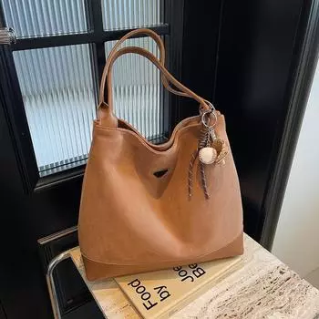 Осенняя замшевая сумка подмышкой женская 2024 новая модная корейская версия сумки-тоут простая большая вместительная сумка через плечо 38*8*34