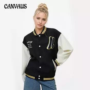 Осенняя женская бейсбольная куртка больших размеров с монограммой и длинными рукавами в стиле колор-блок M зелёный