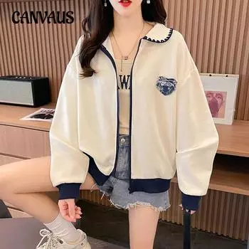 Осенняя женская бейсбольная куртка больших размеров с воротником-стойкой Collision Splicing с длинным рукавом M абрикосовый