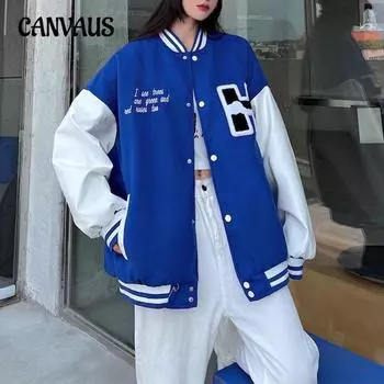 Осенняя женская бейсбольная куртка больших размеров в винтажном стиле с принтом «столкновение цветов» с принтом «сращивание» M чёрный