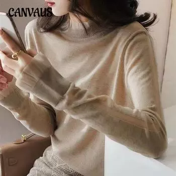 Осенняя женская блузка Нижняя одежда с полувысоким вырезом и длинными рукавами Вязаный свитер с деревянными ушами по бокам Верхняя одежда Сетчатый заклинание Внутренний нижний верх One Size серый