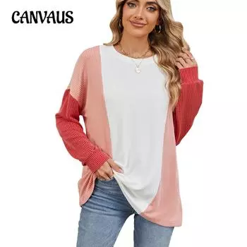 Осенняя женская блузка с круглым вырезом, свободный пуловер с длинным рукавом S белый