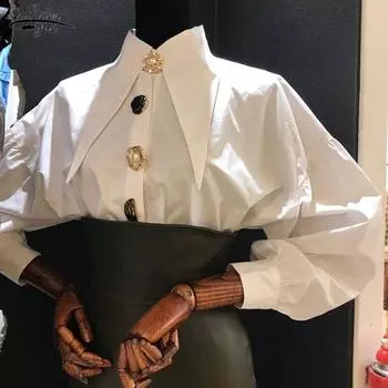 Осенняя женская блузка с острым угловым лацканом, женская модная осенняя удобная женская рубашка с длинным рукавом, хлопковые рубашки с длинными рукавами Blusas Mujer S чёрный