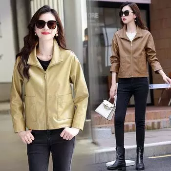 Осенняя женская большая одежда из натуральной кожи, популярная маленькая короткая кожаная куртка, пальто, модное пальто из овчины 4XL