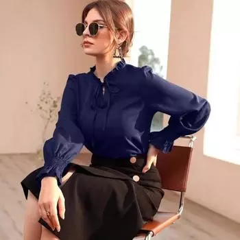 Осенняя женская цветная атласная однотонная свободная повседневная рубашка с рукавами-фонариками, блузки и рубашки XS красный