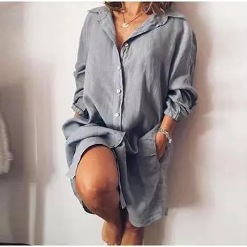 Осенняя женская длинная рубашка из хлопка и льна с длинными рукавами, кардиган для поездок на работу, однобортные блузки S красный