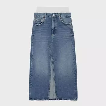 Осенняя женская джинсовая юбка-боксер с разрезом спереди 2023 года M