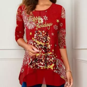 Осенняя женская футболка с длинным рукавом и принтом O-образным вырезом S серый