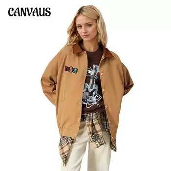 Осенняя женская куртка больших размеров Collision Splicing с двойными карманами и лацканами с длинным рукавом One Size хаки