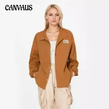 Осенняя женская куртка больших размеров с принтом, двойным карманом, повседневная, с лацканами, свободная, с длинным рукавом M коричневый