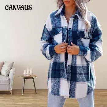 Осенняя женская куртка, модная свободная однобортная клетчатая куртка в городском стиле