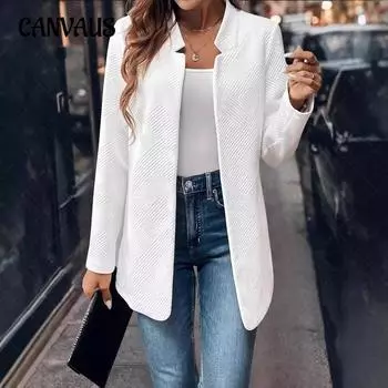 Осенняя женская куртка, текстурированный кардиган, повседневный модный блейзер S чёрный