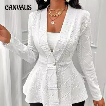 Осенняя женская легкая куртка из жаккарда для зрелого ветра с длинными рукавами и одной пуговицей, узкий кардиган, топы больших размеров 1XL белый