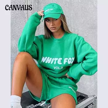 Осенняя женская мода больших размеров с буквенным английским принтом, толстовка, спортивные штаны, шорты, костюм S белый