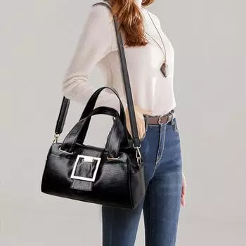Осенняя женская мода однотонные сумки через плечо кожаная сумка через плечо