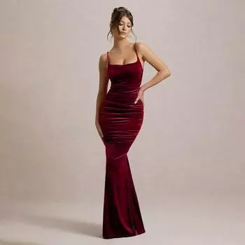 Осенняя женская мода сексуальное темпераментное бархатное плиссированное платье с халтером на талии XS чёрный