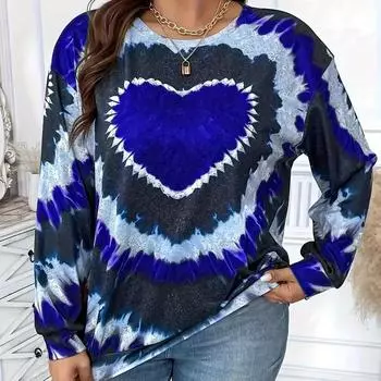 Осенняя женская модная футболка с круглым вырезом и длинным рукавом, свободная одежда, футболка с принтом Gradual Love для девочек, уличная XS зелёный