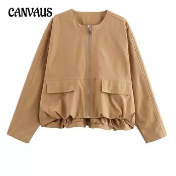 Осенняя женская модная уличная повседневная ветровка летная куртка S хаки
