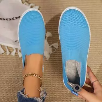 Осенняя женская обувь 2024 года, новый стиль, ленивые, на одну ногу, женские туфли для улицы, однотонные, с неглубоким носком, нескользящие, большого размера 36-43 36 синий