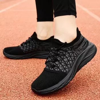 Осенняя женская обувь Fly-Woven Mesh Дышащая повседневная обувь Легкие спортивные повседневные кроссовки для бега 35 серый